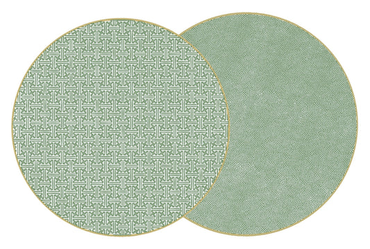 Round Two Sided Sayagata Placemat:: Saxon green