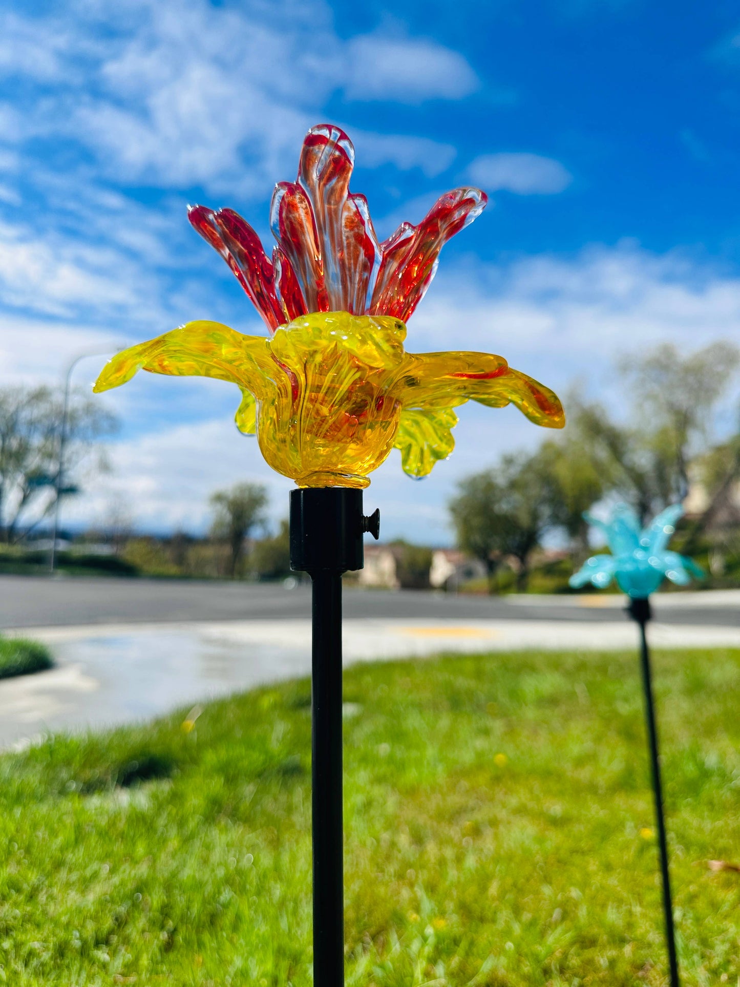 Art Glass Flower Stake Assorted