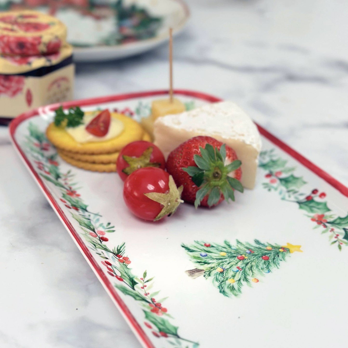 Christmas Tree Melamine Rectangle Tray -15"