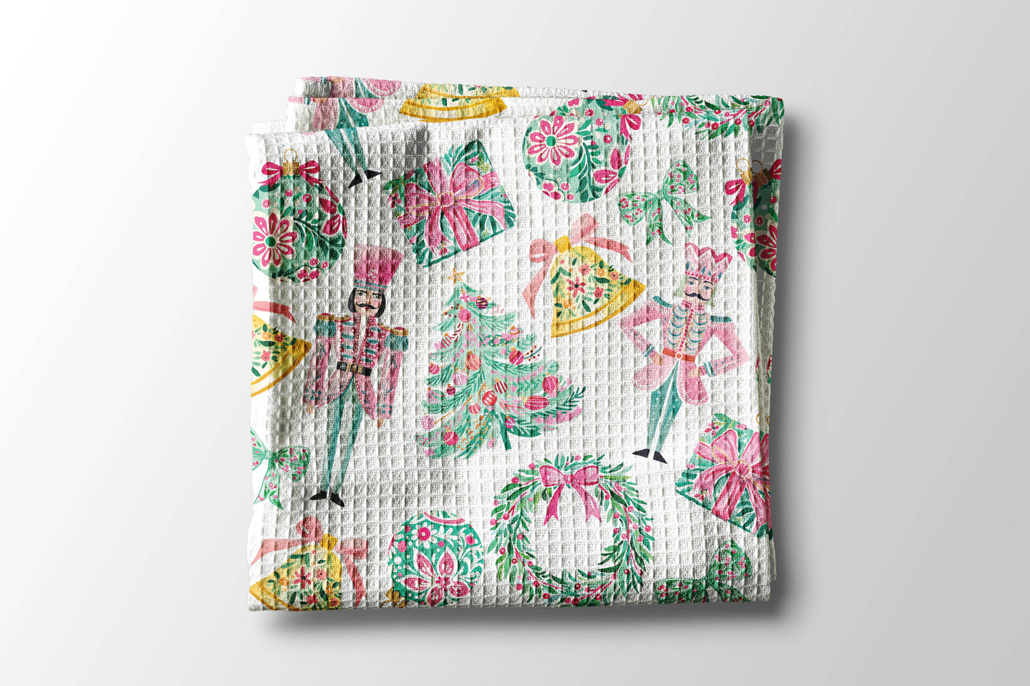 Nutcracker Pink Chinoiserie Christmas Kitchen Towel