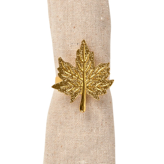 Gold Leaf Napkin Ring, Set of 4