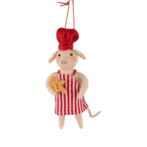 Felt Pig Chef Ornament