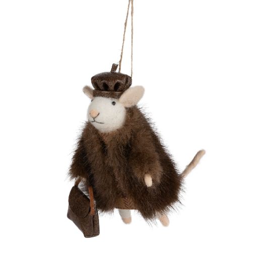 Felt Mouse Fur Coat & Beret Ornament