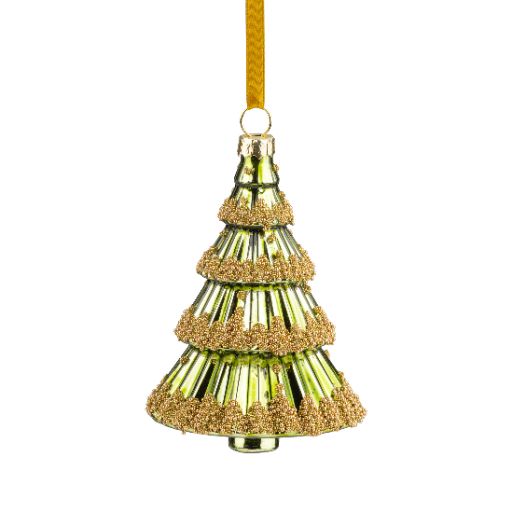 Gold Tiered Tree Glass Ornament