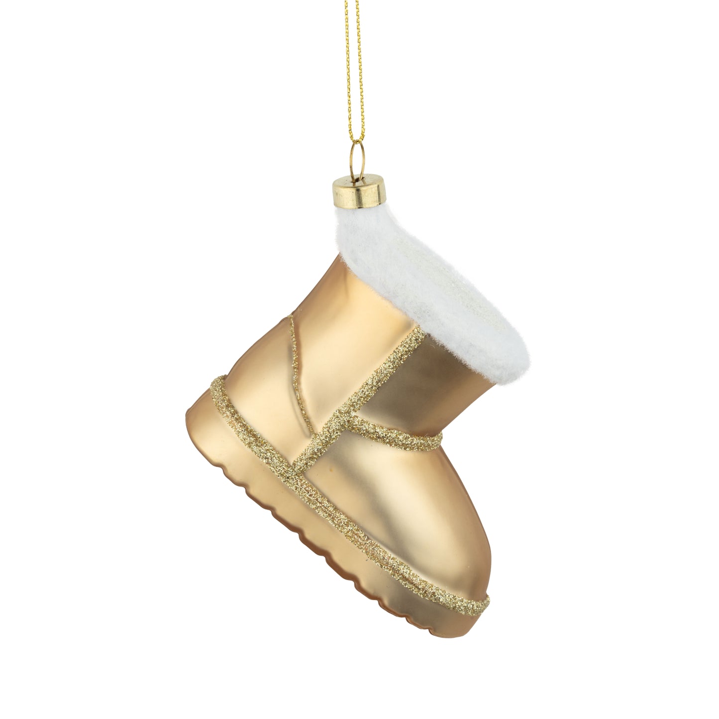 Gold Slipper Boot Glass Ornament