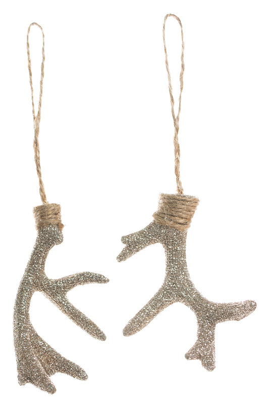 Pair of Glitter Antler Ornament