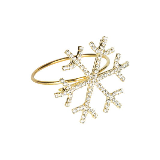 S/4 Gold Snowflake Napkin Ring