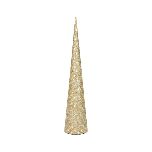 Harlequin Pattern Gold Beaded Cone Tree