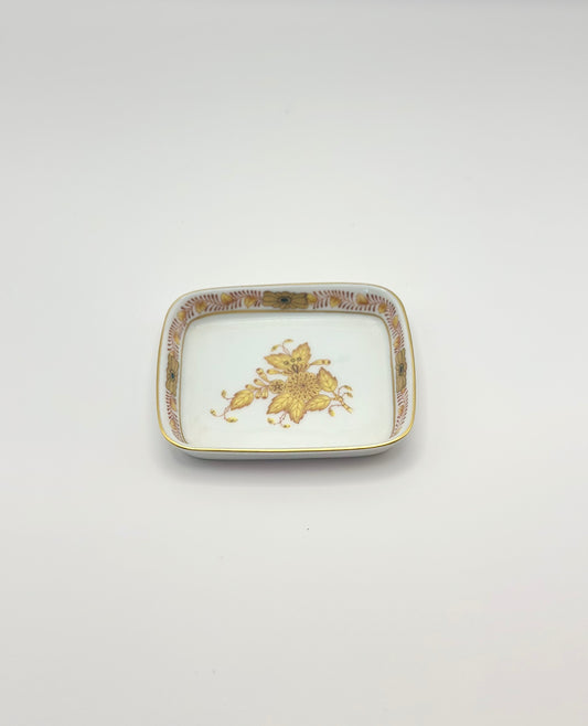 3" Trinket Tray Chinese Bouquet Yellow