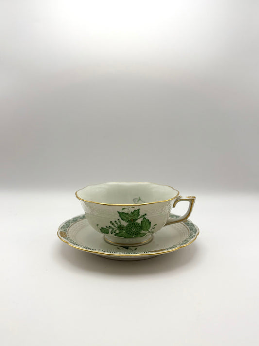 Chinese bouquet Coffee Cup w/saucer green