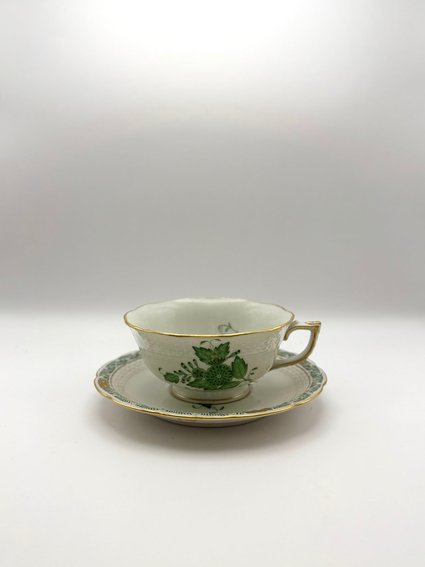 Chinese bouquet Coffee Cup w/saucer green
