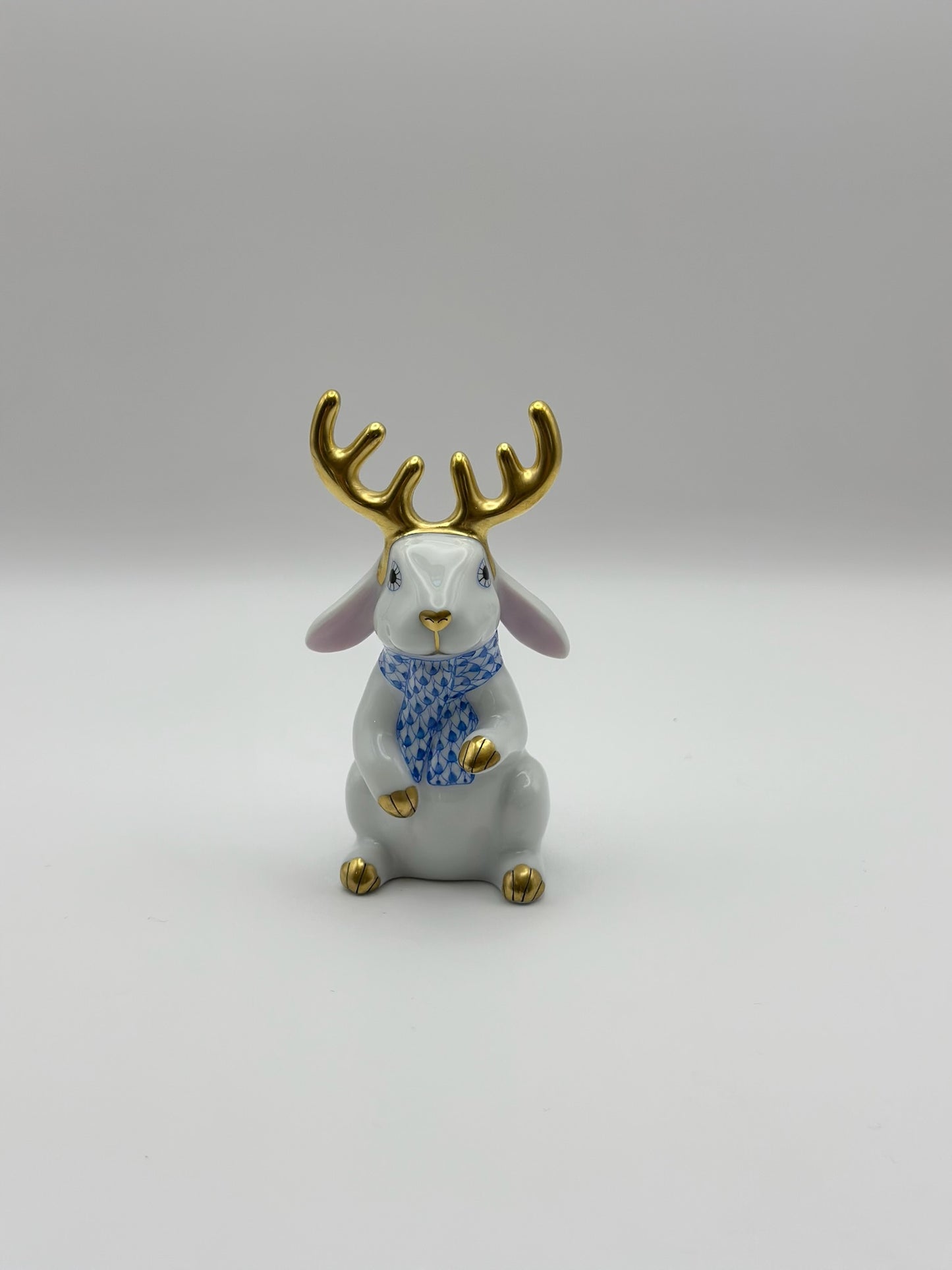 White Reindeer Rabbit w/ Blue Scarf