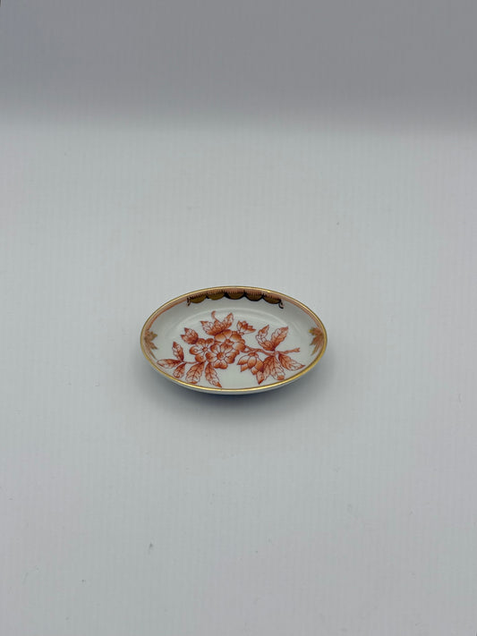 Rust Floral Oval Mini Trinket Dish