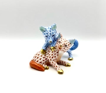 Playing Foxes Blue & Rust