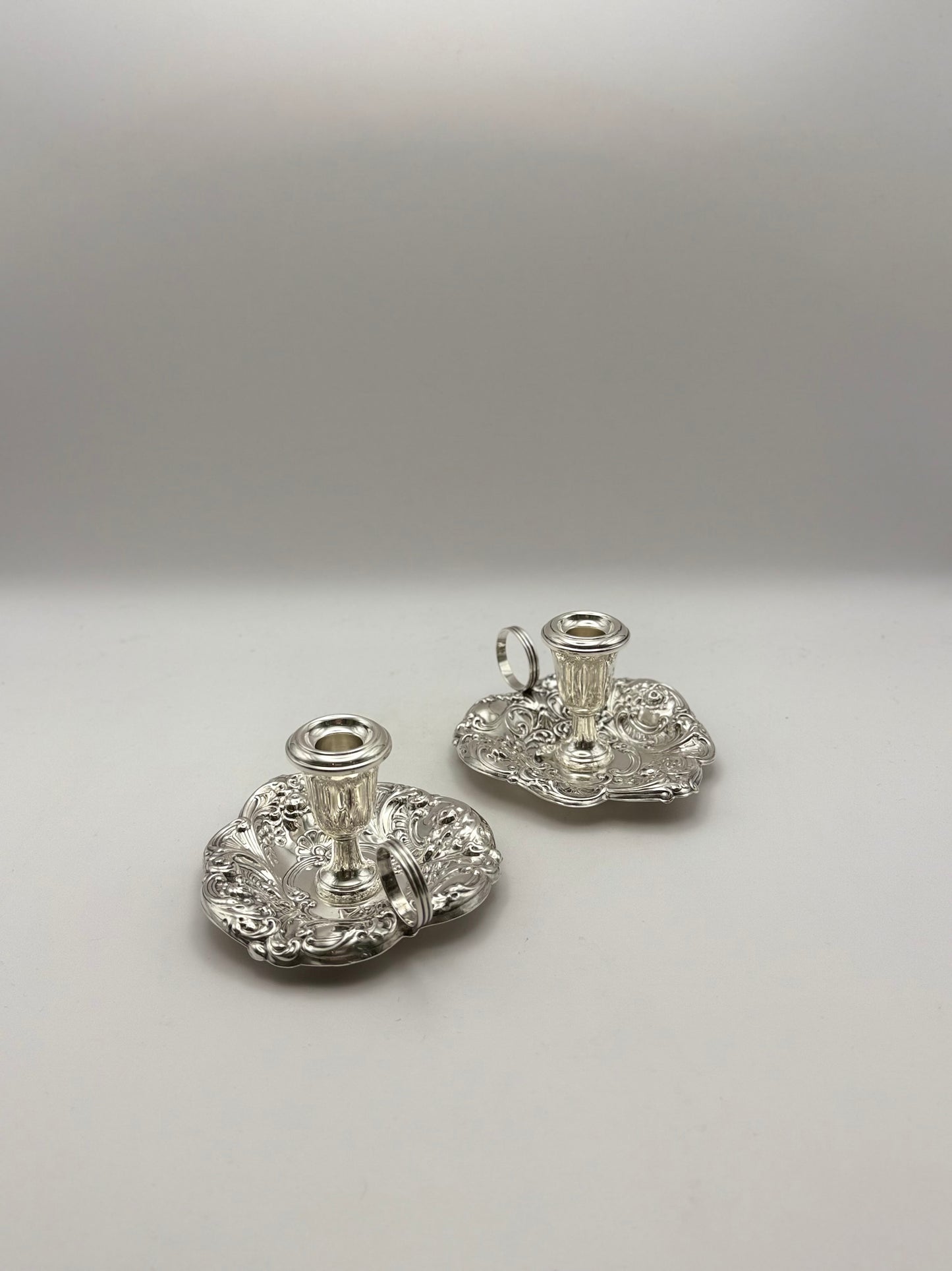 Pair of Sterling Silver Chamber Candlesticks