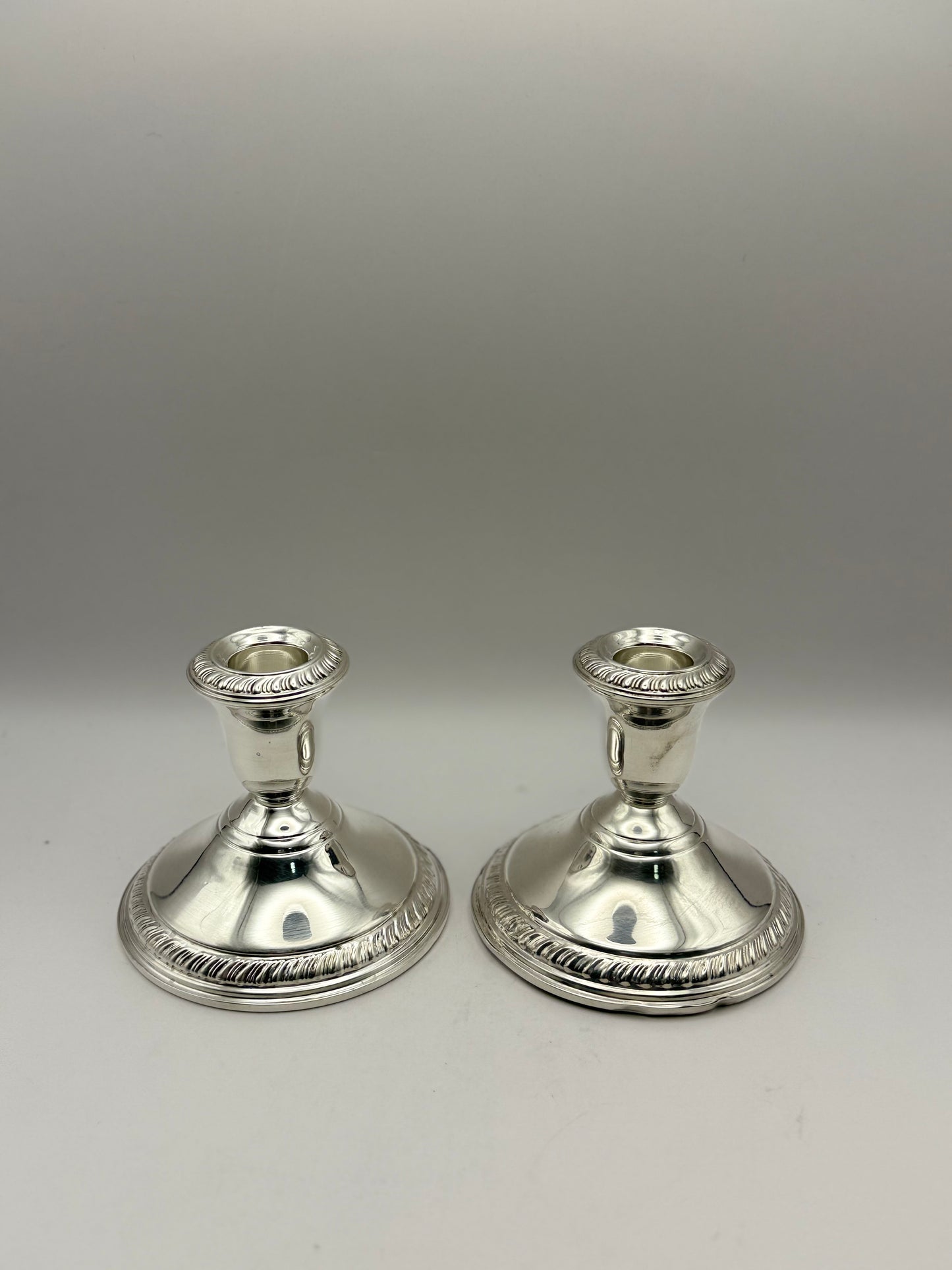 Sterling Alvin 3.25” Scroll Design Candleholder- Pair
