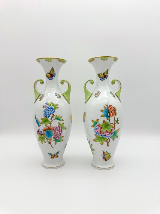 13" Pair of Queen Victoria Vase w/ Handles