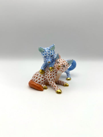 Playing Foxes Blue & Rust