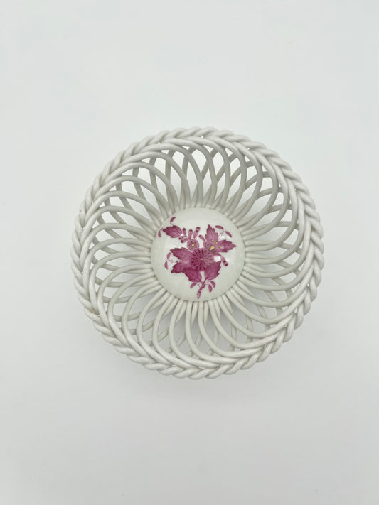 4.5" Open Weave Bowl Chinese Bouquet Raspberry