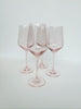 Set of 4 Pink Colored Wine Glasses - 12 oz Hand Blown