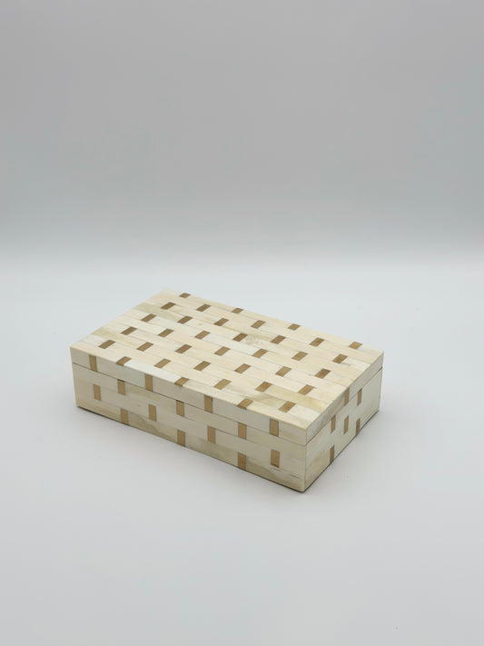 White & Gold Bone Box