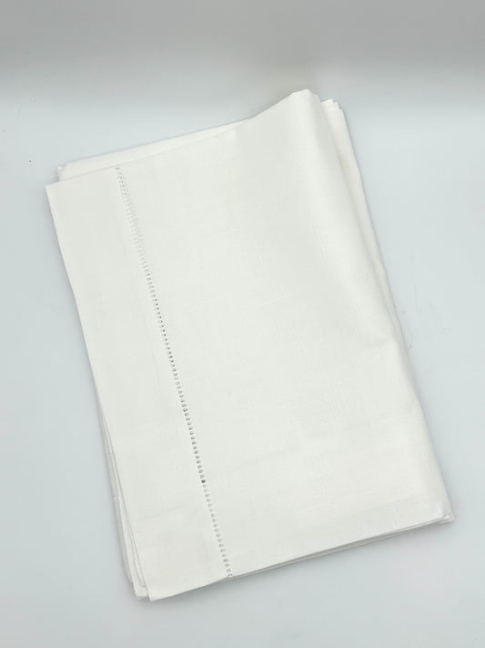 White Hemstitch Tablecloth 72x108