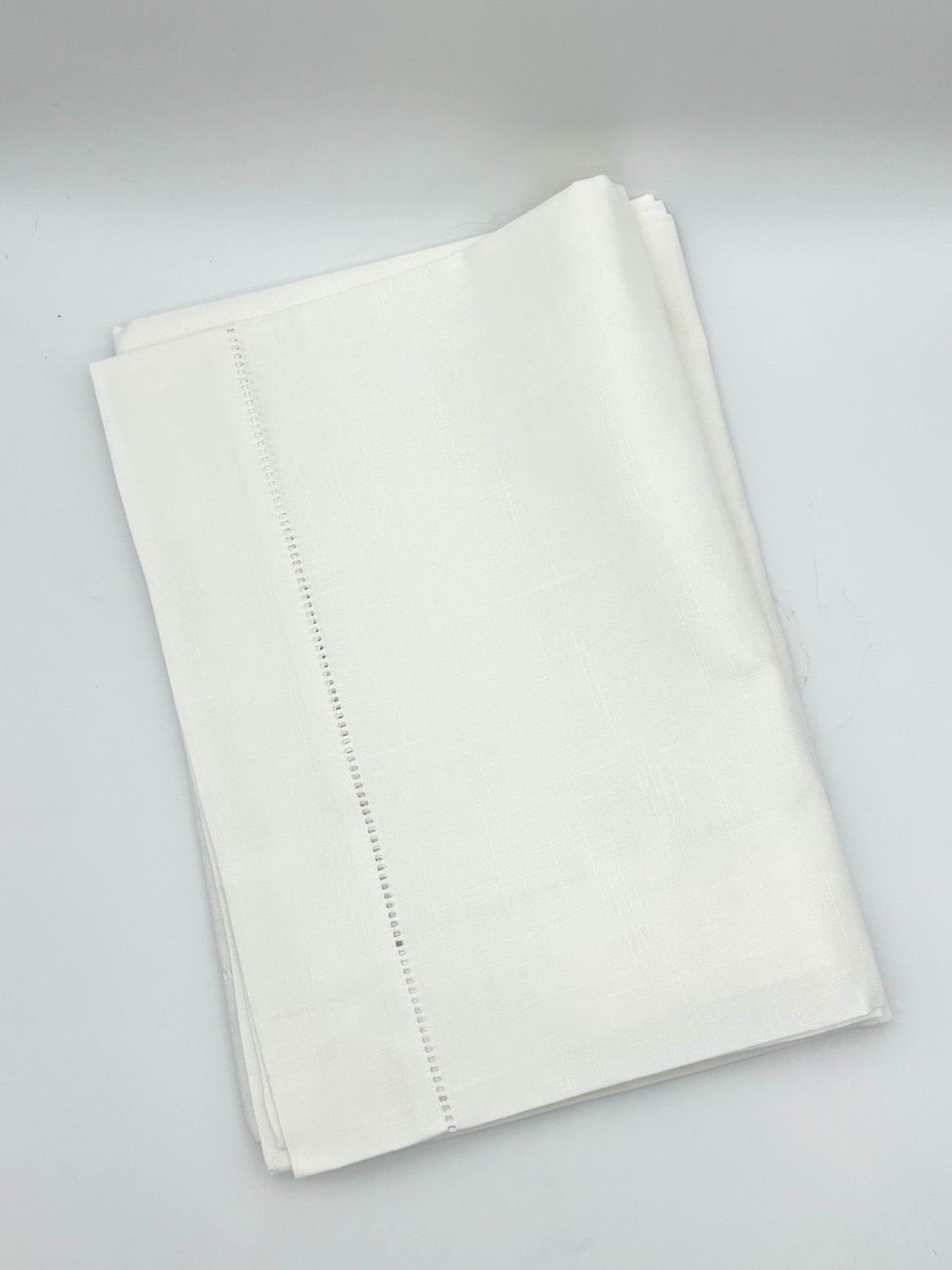 White Hemstitch Tablecloth 72x108