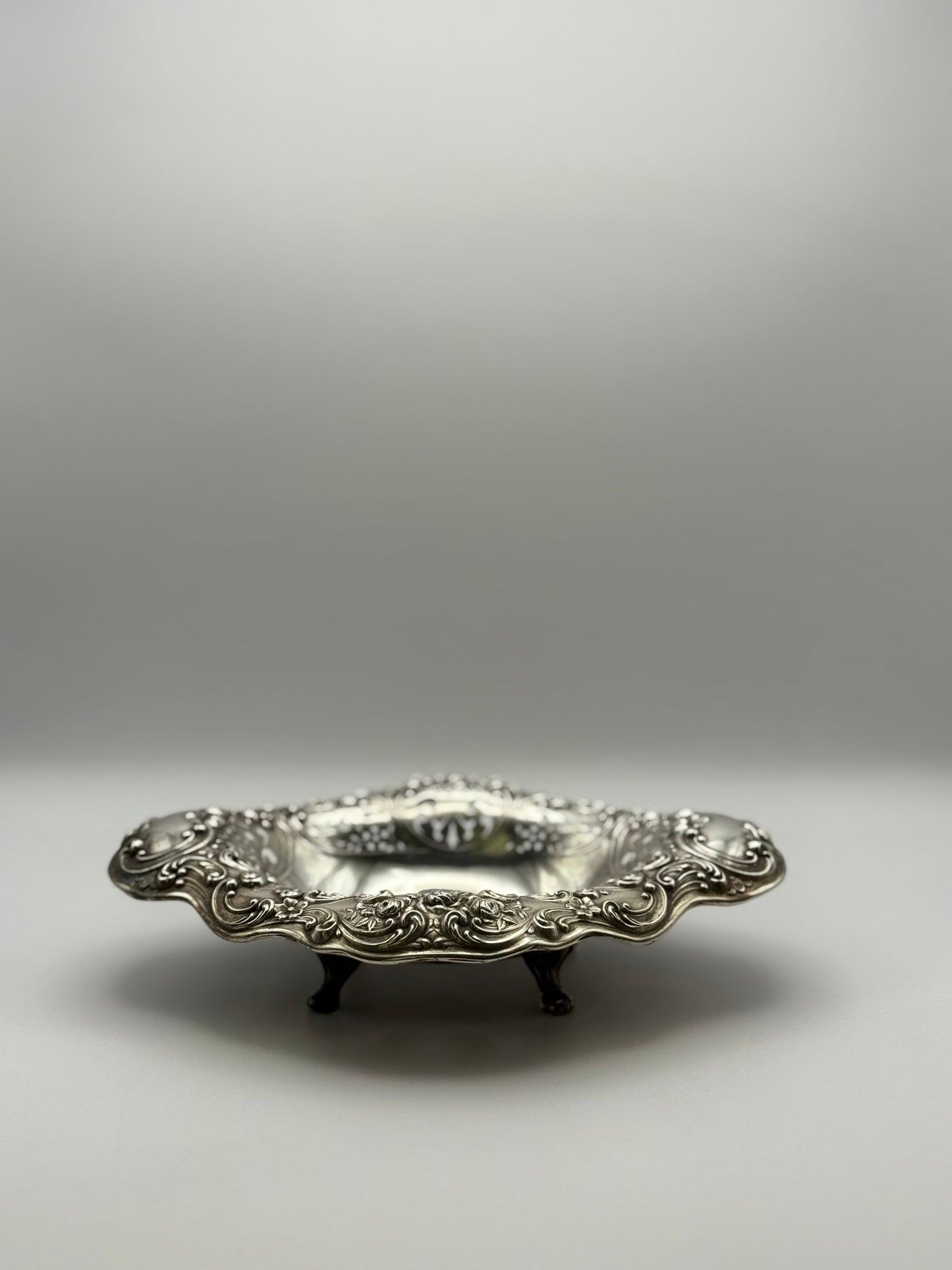 Gorham Sterling Pierced Floral Footed Bowl