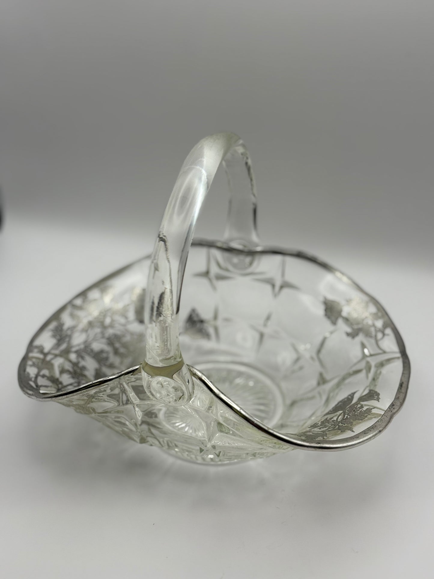 Sterling Overlay Candy Basket w/Handle
