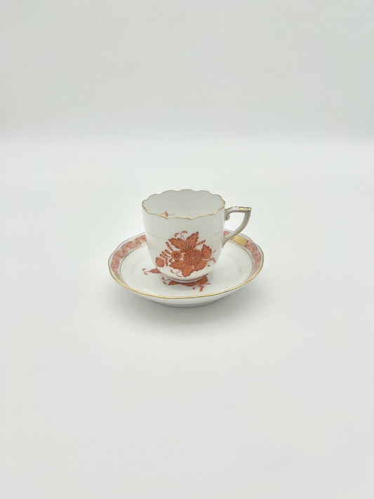 Demitasse Cup & Saucer Chinese Bouquet Rust