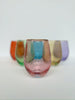 Art Deco Colored Crystal Stemless Wine Glass Set of 6, 15 oz