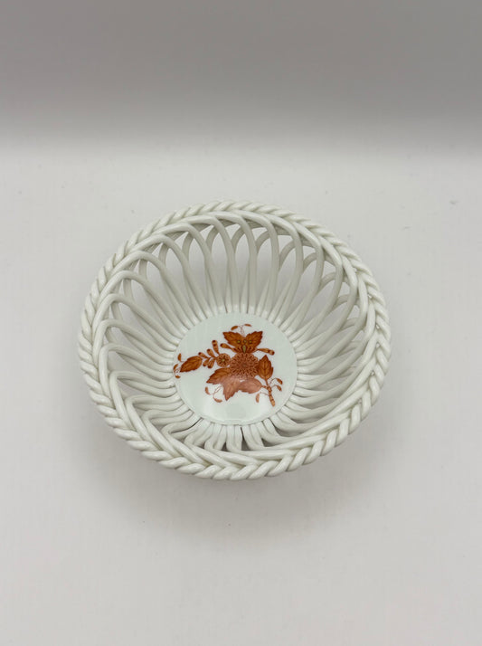 Open Weave Bowl 4.5” Chinese Bouquet Rust