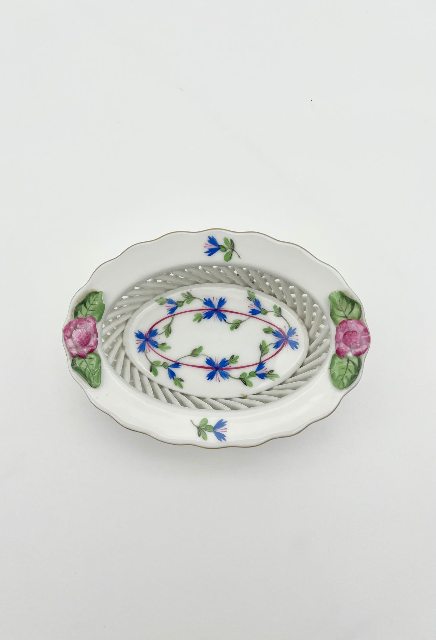 Reticulated Oval Bowl Blue Garland