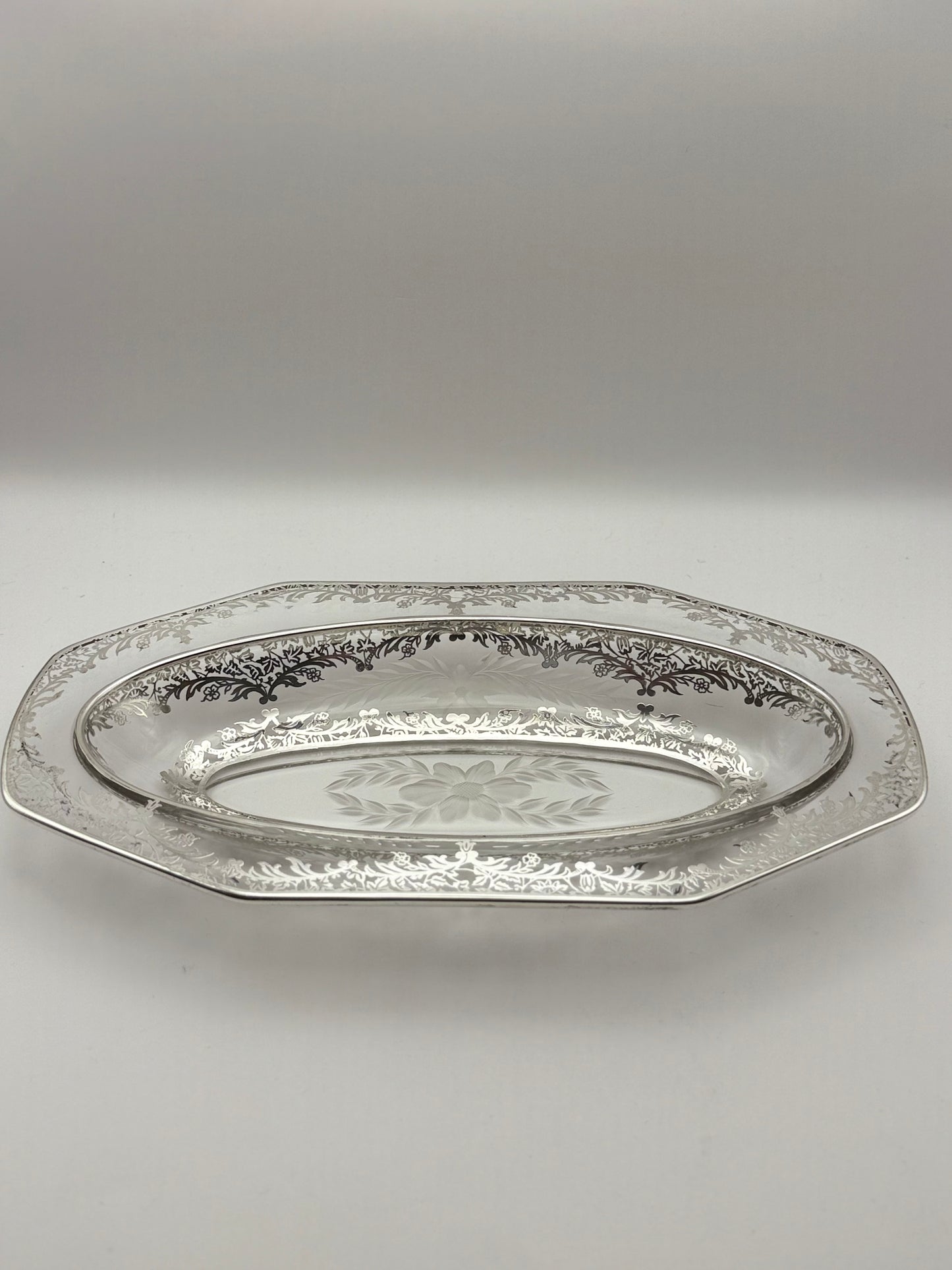 12" Sterling Overlay Oval Serving Dish