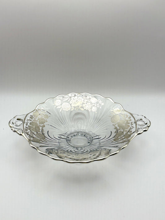 Vintage Sterling Overlay Bowl with Handles