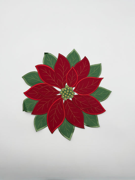 Red Poinsettia Doily 14" Round