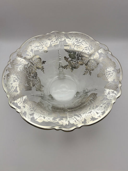 Vintage Sterling Overlay Footed Bowl
