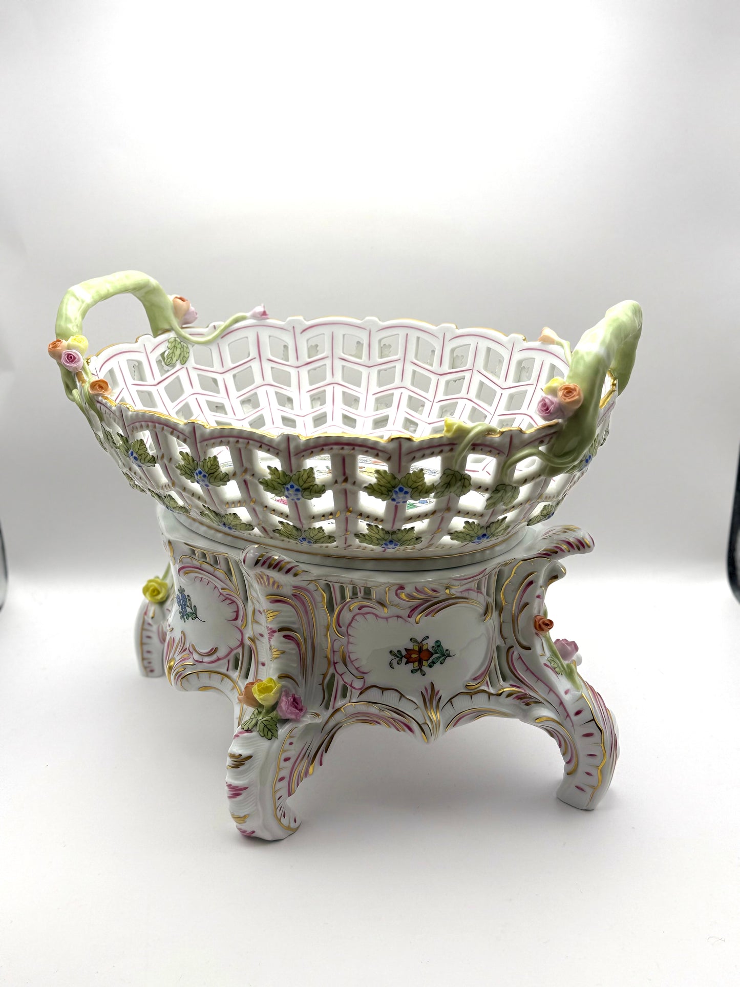 Indian Basket Centerpiece w/ Green Handles