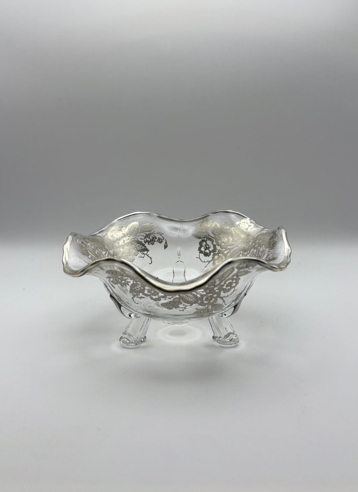 Vintage Sterling Footed Overlay Small Footed Bowl