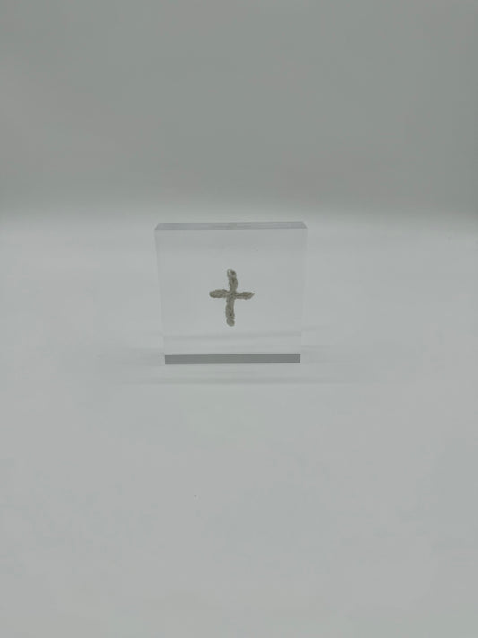 Acrylic Block White Cross