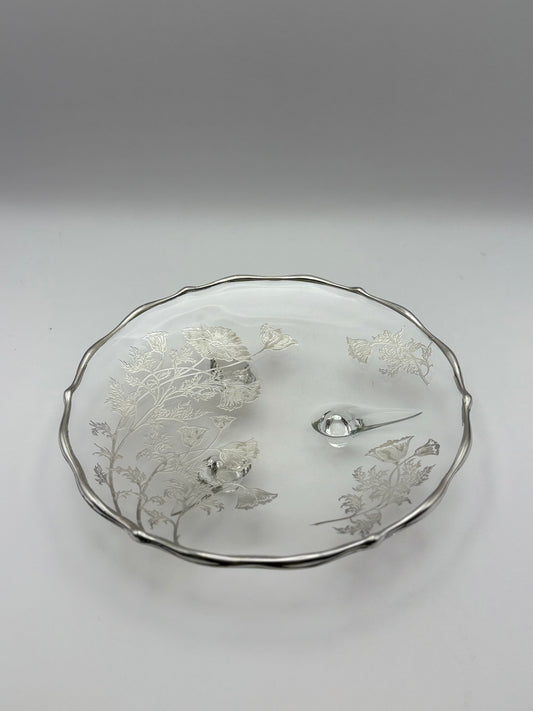 Vintage Sterling Overlay Footed 7.75” Plate