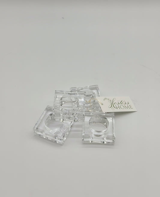 Acrylic Square Napkin Ring, Set of 4