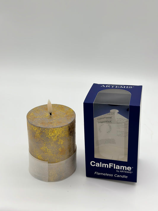 CalmFlame Antique Gold Pillar, 3x4