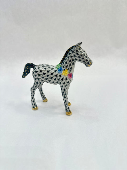 Black Foal w/ Flowers