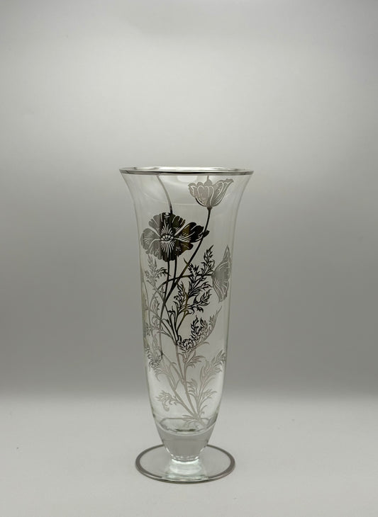 Vintage Sterling Overlay Tall Vase