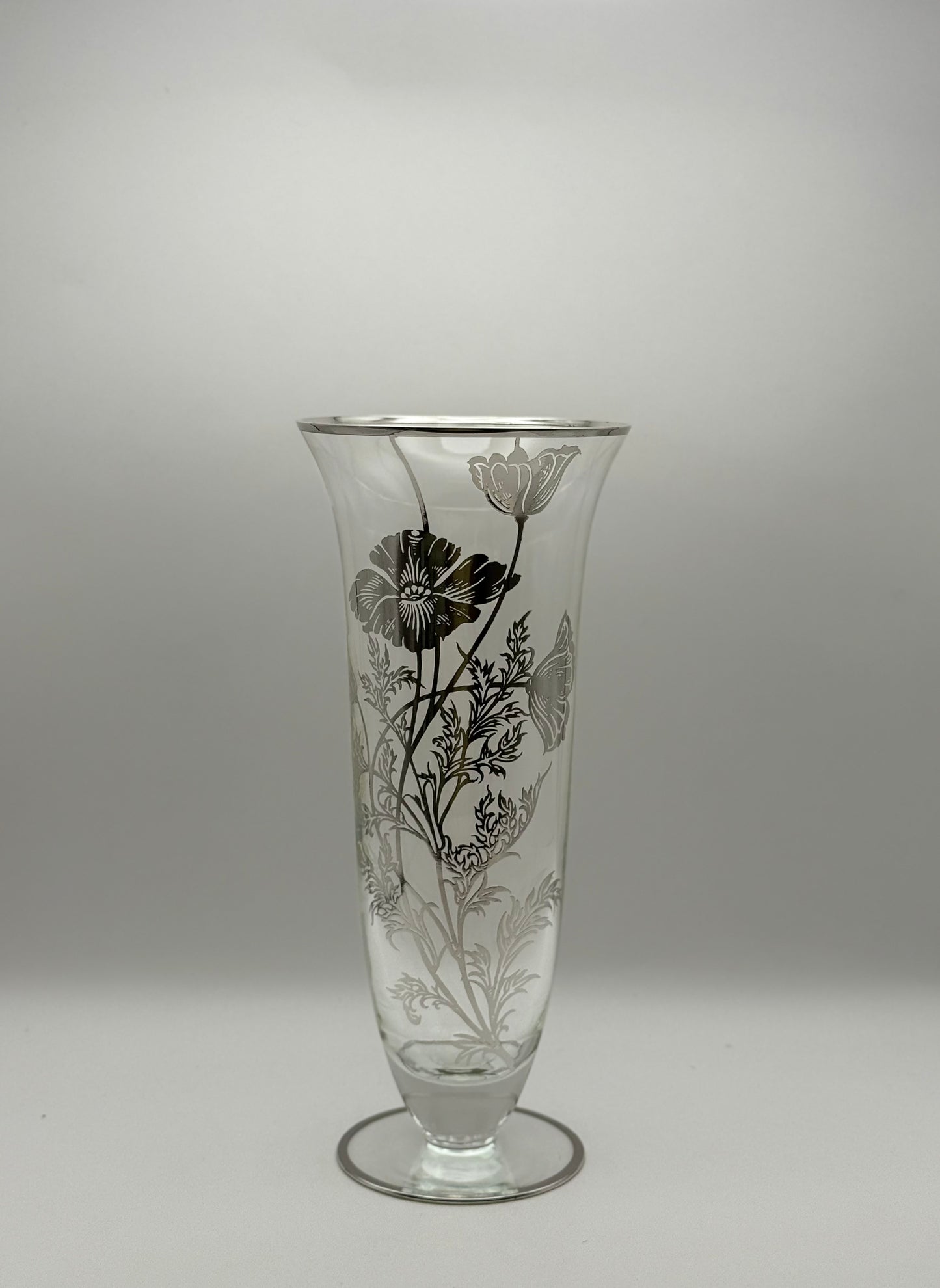Vintage Sterling Overlay Tall Vase
