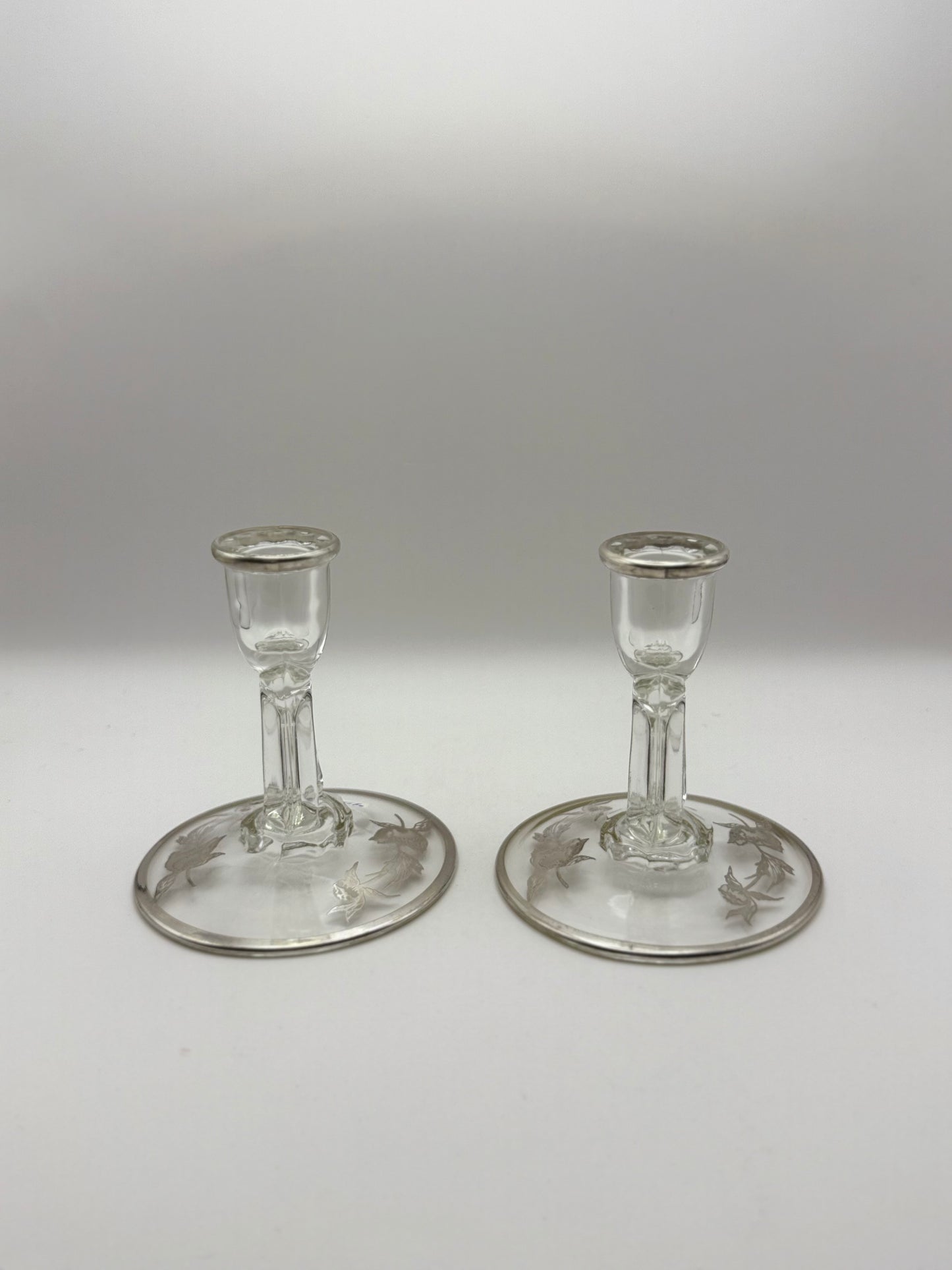 Pair of Sterling Overlay Candlesticks