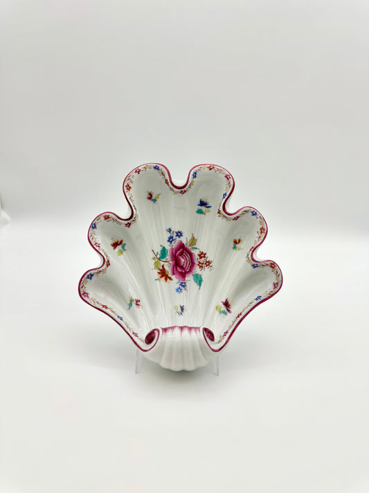 Large Shell Dish Raspberry Trim