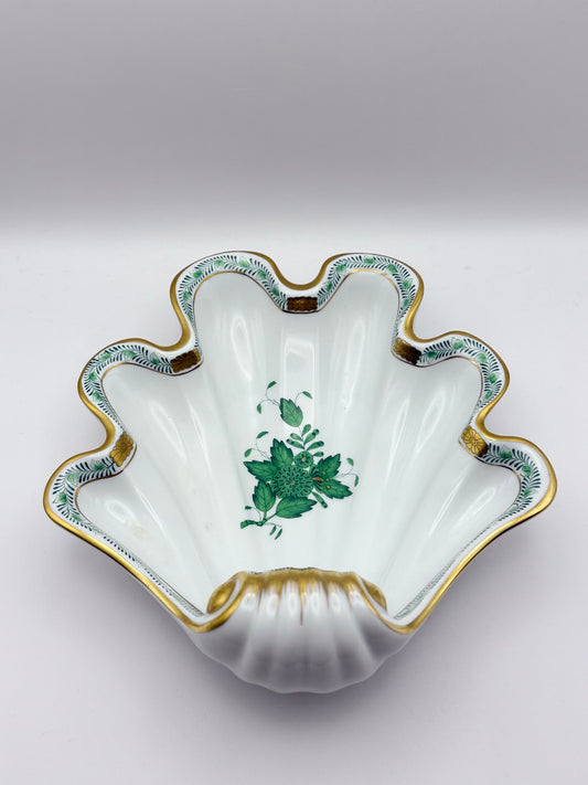 Chinese Bouquet Green Large Shell Dish