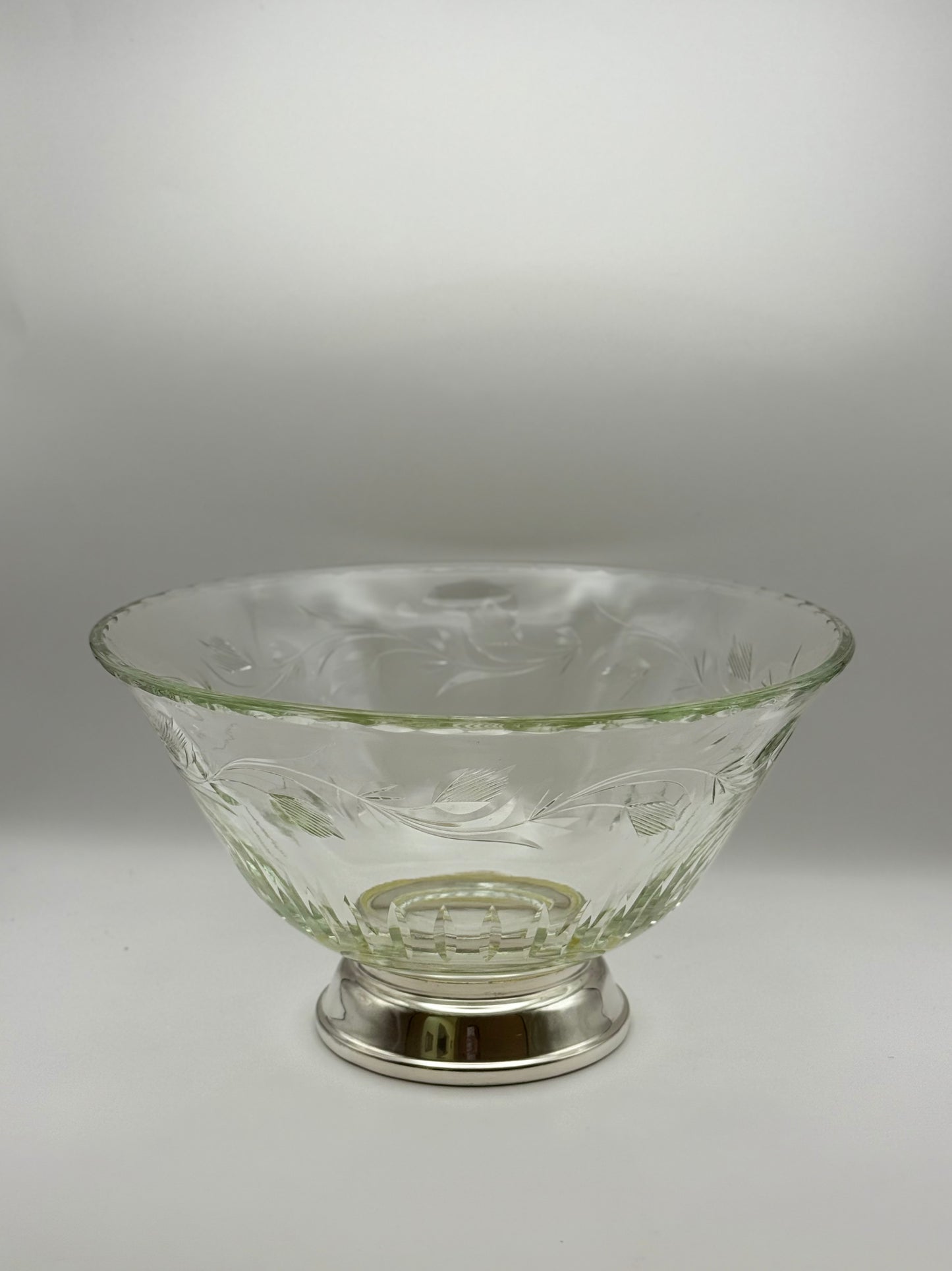 Vintage Large 10" Cut Crystal Bowl w/ Sterling Base